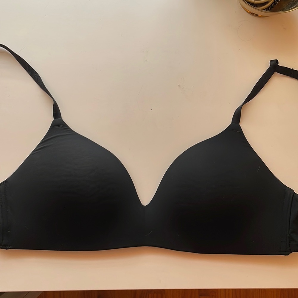 Target black bra. Very supportive and sturdy for smaller chested girls